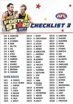 2019 Select Footy Stars #3 Checklist 3 Front